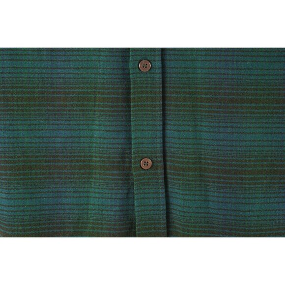 Vintage 1980s Shadow Plaid Wool Board Shirt Mens Medium Blue Green Woven Brushed - Picture 9 of 15